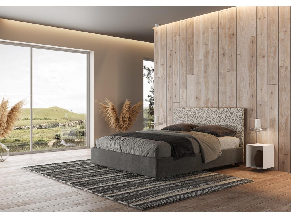 Bed - Gray Engineered Wood, W 68.9 x D 83.5 x H 41.7 in