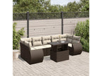 8-Piece Outdoor Patio Set with Cushions - Brown Resin, W 24.4 x D 27.2 x H 24.4 in