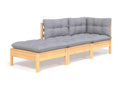 3-Piece Outdoor Patio Set with Cushions - White Wood, W 25 x D 25 x H 24.6 in