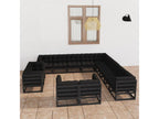 Set of 13 Outdoor Patio Sets with Cushions - Black Wood, W 27.6 x D 27.6 x H 26.4 in