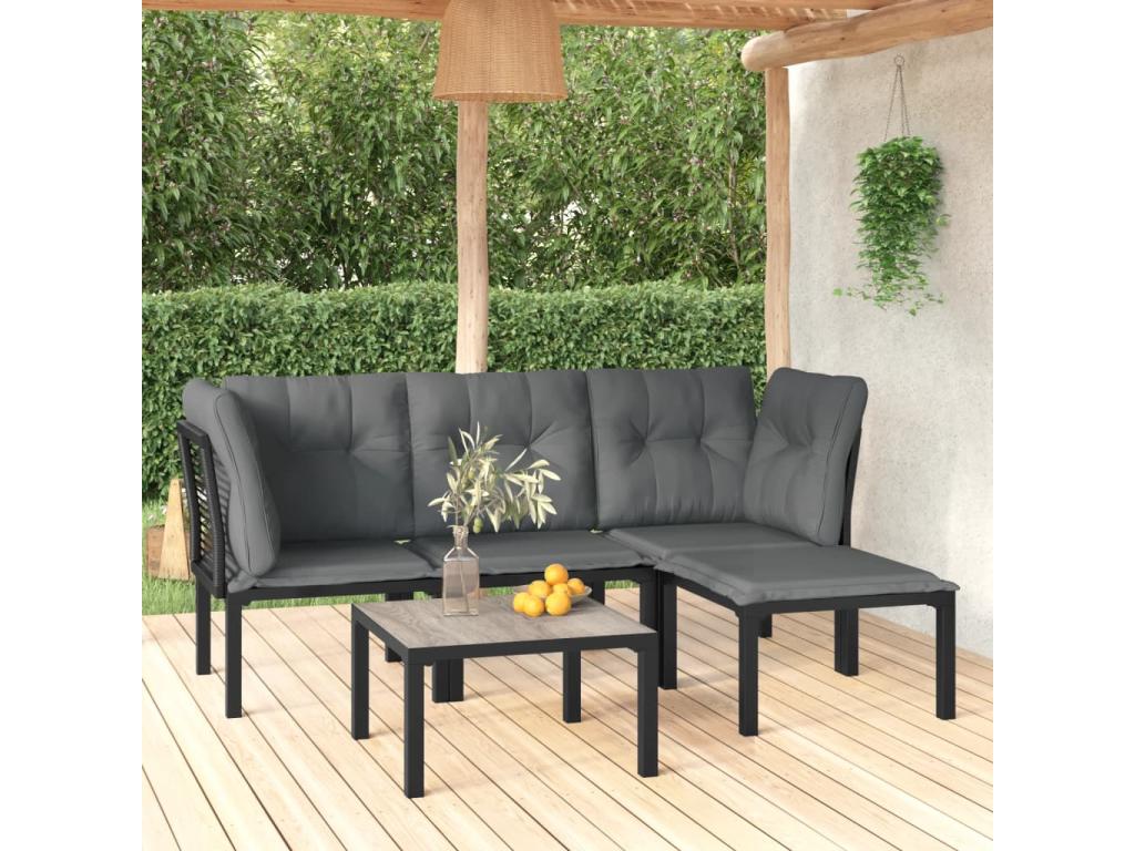 5-Piece Outdoor Patio Set - Black Resin, W 24.4 x D 24.4 x H 26.8 in