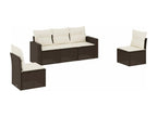 5-Piece Outdoor Patio Set with Cushions - Brown Wood, W 47.2 x D 33.1 x H 27.6 in
