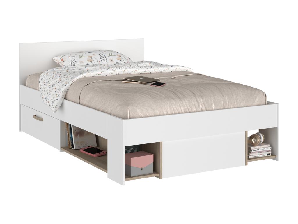Bed - White Engineered Wood, W 48.8 x D 80.1 x H 29.9 in