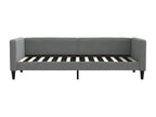 Bed Frame with Mattress - Gray Polyester Fabric, W 87.8 x D 35.4 x H 26.8 in