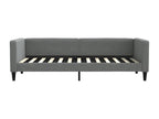 Bed Frame with Mattress - Gray Polyester Fabric, W 87.8 x D 35.4 x H 26.8 in