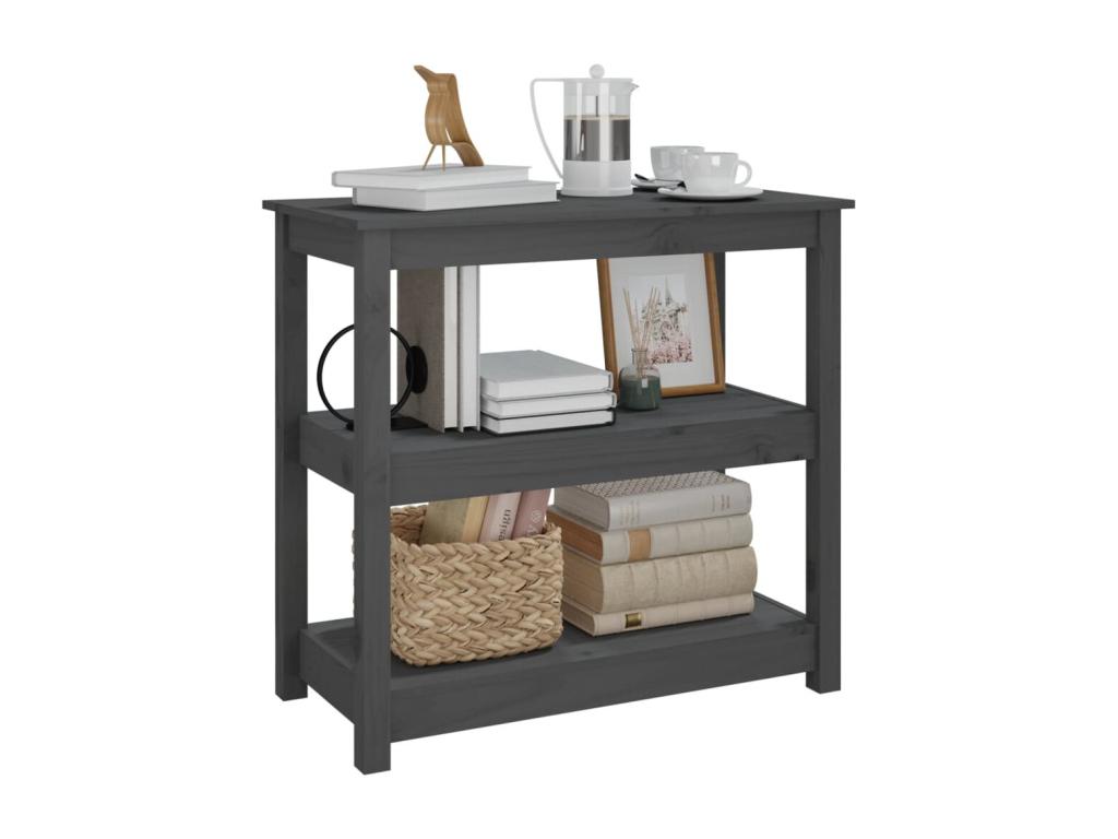 Table - Gray Solid Wood, W 31.5 x D 15.7 x H 29.1 in