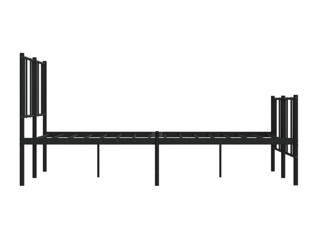 Bed Frame with Headboard - Black Steel, W 77.2 x D 49.2 x H 35.4 in