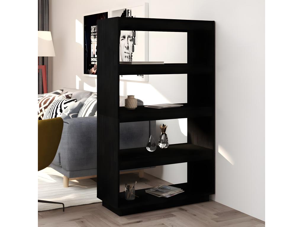 Bookcase - Black Wood, W 31.5 x D 13.8 x H 53.1 in
