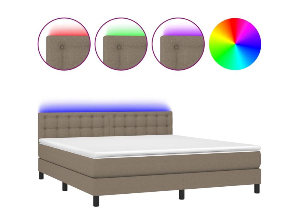 Bed Frame with Mattress with LED - White Polyester Fabric, W 79.9 x D 63 x H 30.7 in