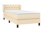 Bed Frame with Mattress - Creme Polyester Fabric, W 79.9 x D 32.7 x H 34.6 in