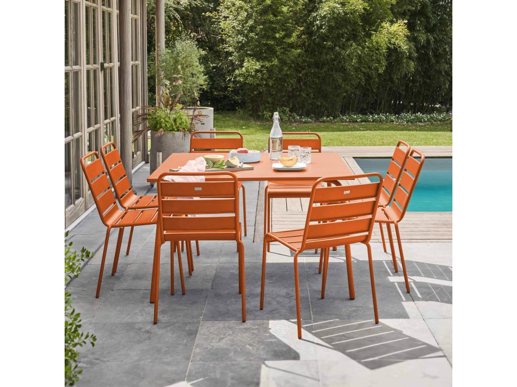 Outdoor Table - Gray Steel, W 51.2 x D 31.9 x H 28 in
