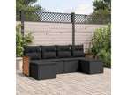6-Piece Outdoor Patio Set with Cushions - Black Resin, W 28 x D 24.4 x H 27.2 in