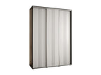 Sliding Door Wardrobe - Black Engineered Wood, W 70.9 x D 17.7 x H 92.5 in