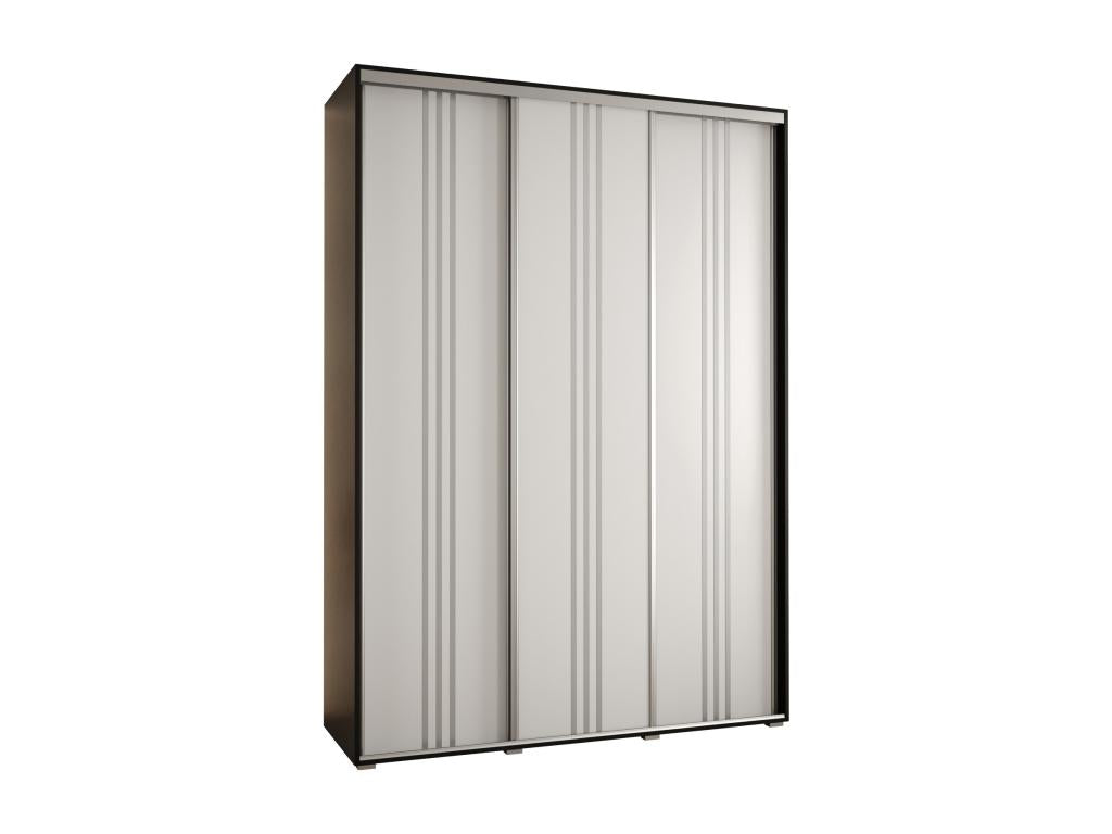 Sliding Door Wardrobe - Black Engineered Wood, W 70.9 x D 17.7 x H 92.5 in