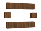 Set of 6 Cabinets - Brown Wood, W 31.5 x D 11.8 x H 11.8 in