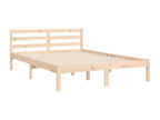 Bed Frame with Headboard - Natural Wood, W 77 x D 49.4 x H 39.4 in