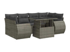 7-Piece Outdoor Patio Set with Cushions - Brown Resin, W 21.7 x D 27.2 x H 24.4 in