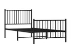 Bed Frame with Headboard - Black Steel, W 81.5 x D 37.4 x H 35.6 in