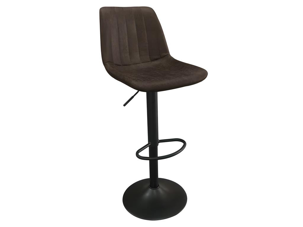 Bar Stool - Brown Faux Leather, W 16.9 x D 19.7 x H 35 in