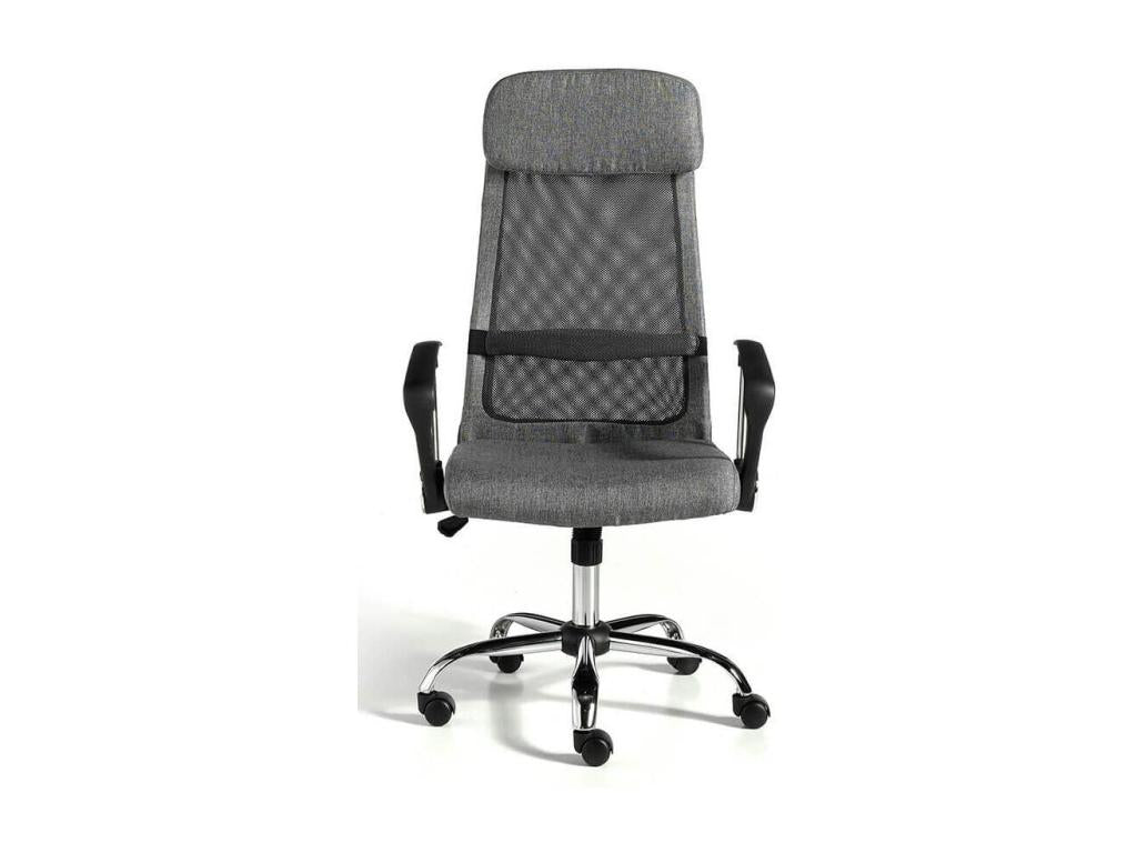 Desk - Gray Faux Leather, W 24.8 x D 23.6 x H 46.5 in