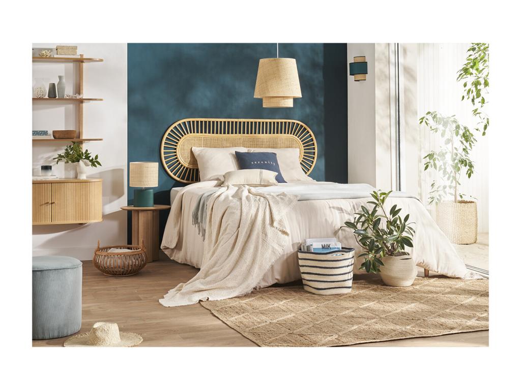 Bed - Natural Rattan, W 65 x D 25.6 x H 1.2 in