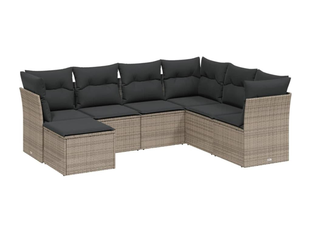 7-Piece Outdoor Patio Set with Cushions - Black Resin, W 21.7 x D 24.4 x H 27.2 in
