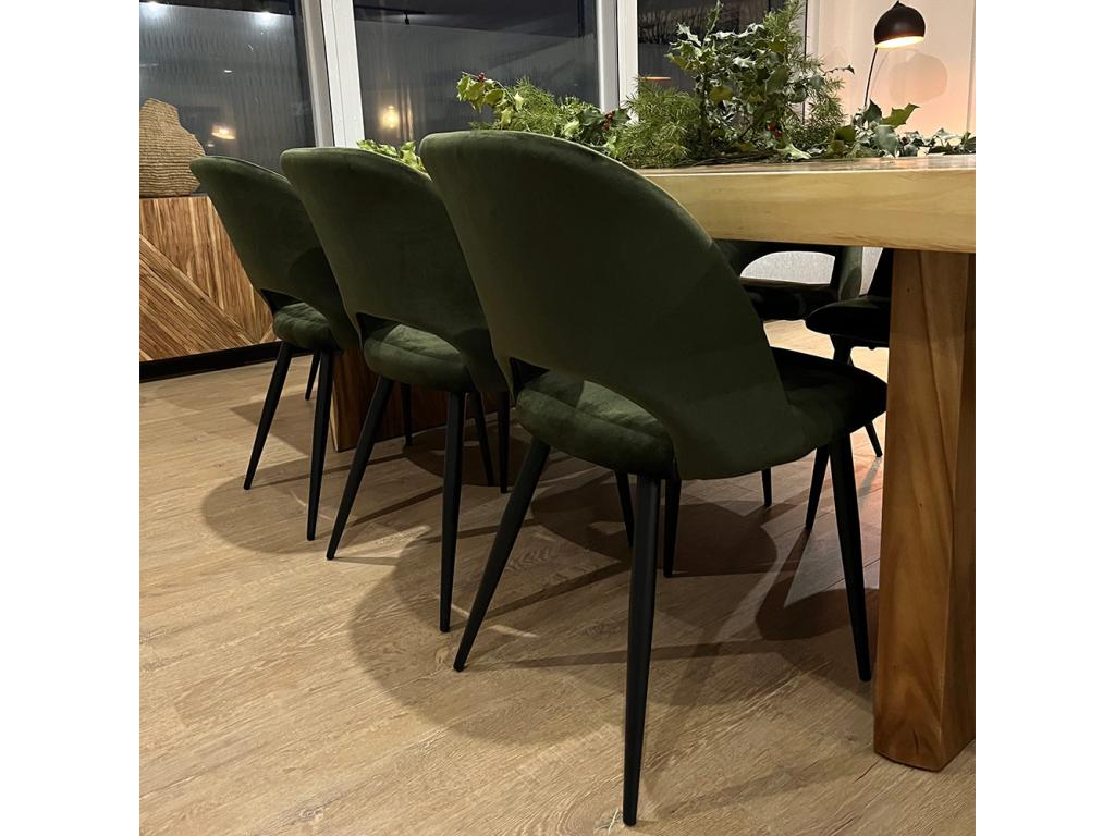 Set of 2 Chairs - Green Velvet, W 19.3 x D 22.4 x H 33.5 in