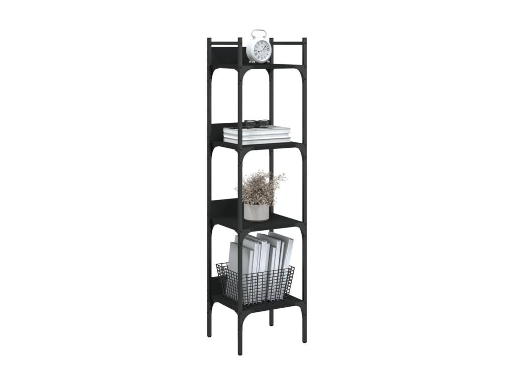 Bookcase - Black Wood, W 13.8 x D 11.8 x H 54.5 in