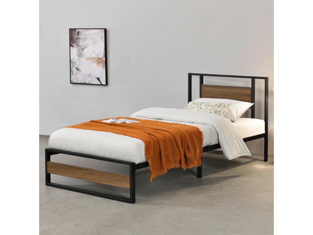 Bed - Black Metal, W 82.3 x D 37 x H 33.7 in