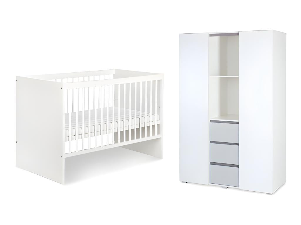 Baby Bed - Gray Engineered Wood, W 49.2 x D 33.5 x H 26 in
