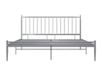 Bed Frame with Mattress - Gray Metal, W 81.9 x D 57.5 x H 38.4 in