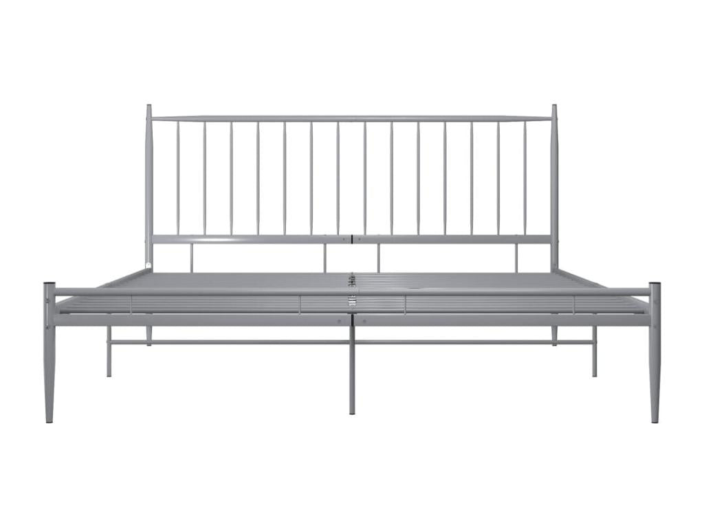 Bed Frame with Mattress - Gray Metal, W 81.9 x D 57.5 x H 38.4 in