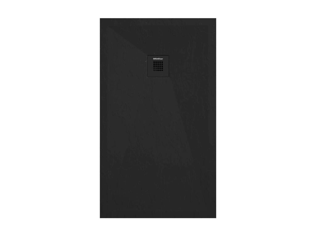 Shower Tray - Black Resin, W 63 x D 39.4 x H 1.2 in