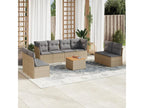 9-Piece Outdoor Patio Set with Cushions - Beige Resin, W 24.4 x D 24.4 x H 27.2 in