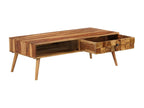 Coffee Table - Brown Wood, W 43.3 x D 19.7 x H 14.6 in