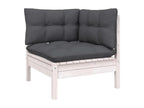 7-Piece Outdoor Patio Set with Cushions - White Wood, W 25 x D 25 x H 11.2 in