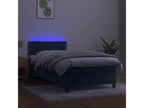 Bed Frame with Mattress with LED - Dark Blue Wood, W 79.9 x D 35.4 x H 34.6 in