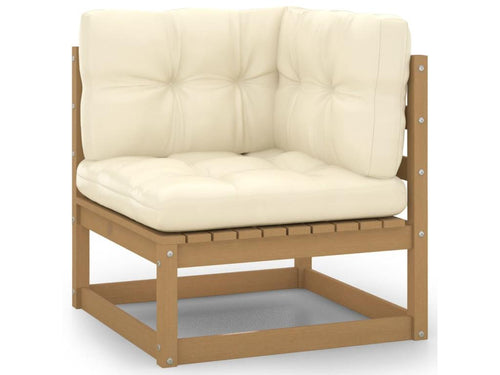 7-Piece Outdoor Patio Set with Cushions - White Wood, W 25.6 x D 27.6 x H 23.6 in