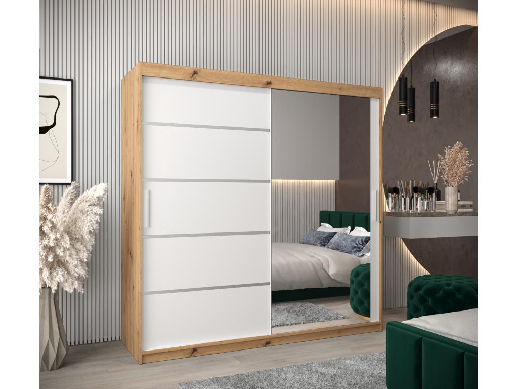 Sliding Door Wardrobe - Brown Engineered Wood, W 78.7 x D 24.4 x H 78.7 in