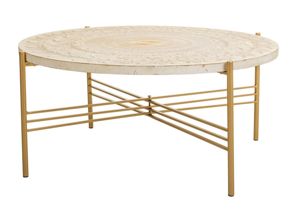 Coffee Table - White Wood, W 31.5 x D 31.5 x H 14.2 in