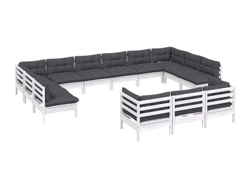 Set of 13 Outdoor Patio Sets with Cushions - Black Resin, W 27.6 x D 27.6 x H 23.8 in