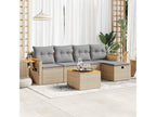 6-Piece Outdoor Patio Set with Cushions - Beige Resin, W 21.7 x D 27.2 x H 24.4 in
