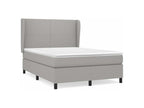 Bed Frame with Mattress - White Polyester Fabric, W 76 x D 57.9 x H 46.5 in