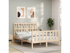 Bed Frame with Mattress - Brown Wood, W 77 x D 55.3 x H 39.4 in