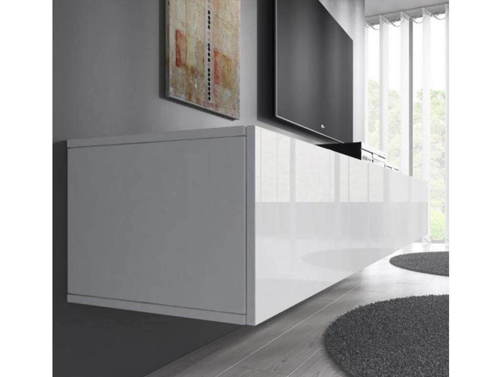 TV Stand - White Engineered Wood, W 63 x D 15.7 x H 11.8 in