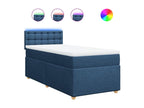 Bed Frame with Mattress - Blue Polyester Fabric, W 78.7 x D 31.5 x H 39.6 in