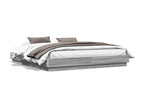 Bed with LED - Gray Wood, W 79.9 x D 72 x H 9.1 in