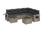 8-Piece Outdoor Patio Set with Cushions - Beige Resin, W 25.8 x D 24.4 x H 27.2 in