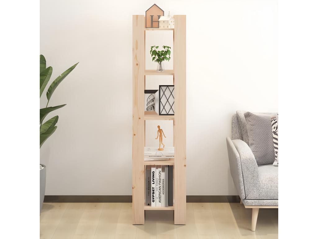 Bookcase - Brown Wood, W 16.1 x D 13.8 x H 63 in
