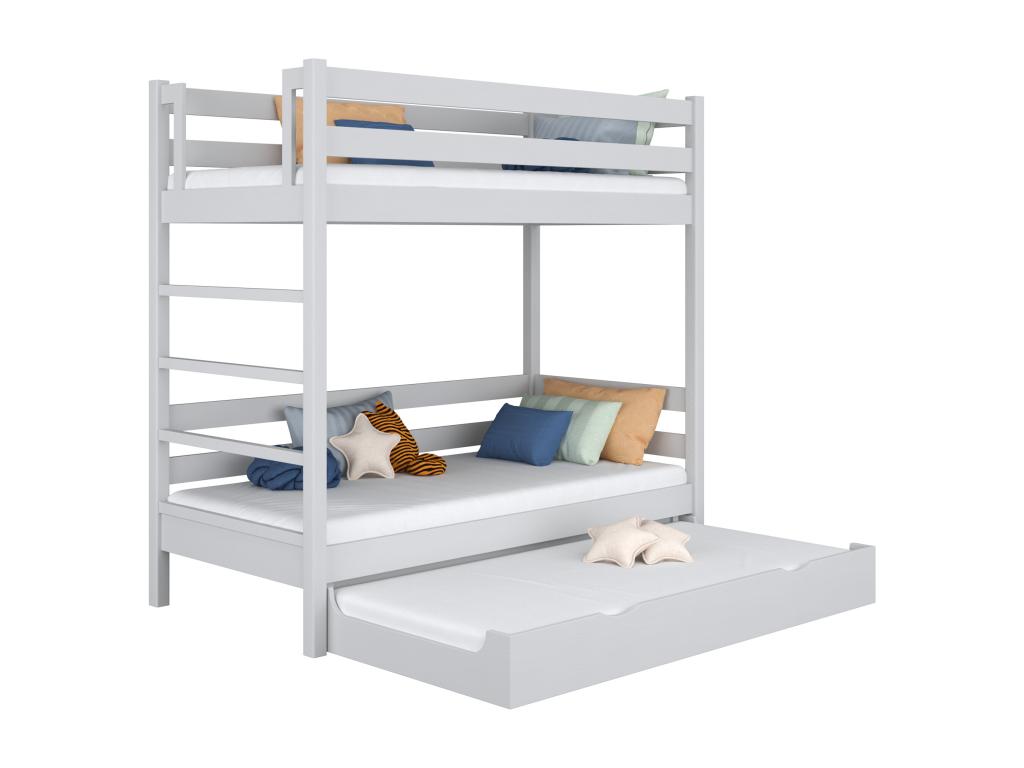 Bed Frame with Mattress - Gray Pine Wood, W 78 x D 42.5 x H 76.8 in